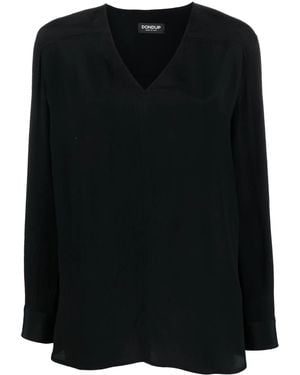 Dondup V-Neck Long Sleeve Top - Black