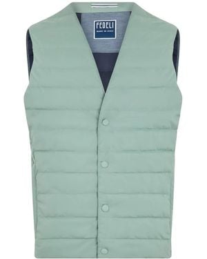 Fedeli Quilted V-Neck Gilet - Blue