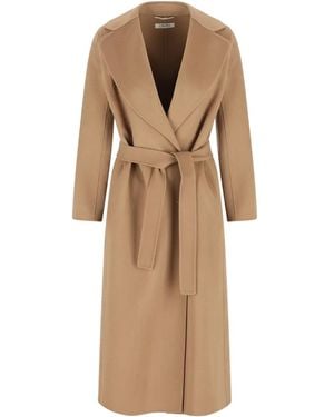 Max Mara Belted Wool Coat - Natural