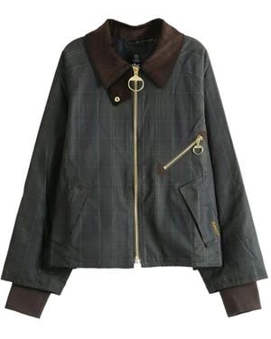 Barbour Arlene Check-Pattern Waxed Jacket - Black