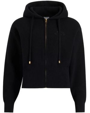 Patou Logo-Embroidered Zip-Up Hoodie - Black
