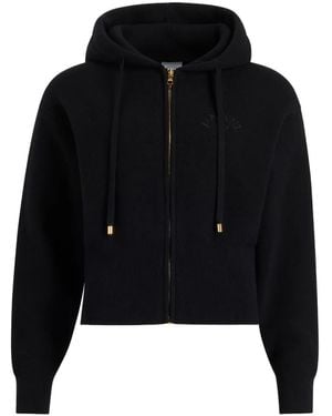 Patou Logo-Embroidered Zip-Up Hoodie - Black