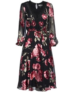 Nissa Printed Satin Midi Dress - Black
