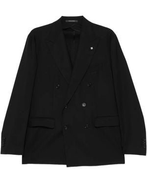 Tagliatore Double-Breasted Wool Suit - Black