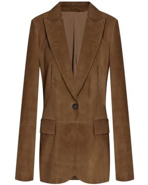 Brunello Cucinelli Blazer Monopetto Con Revers A Lancia - Marrone