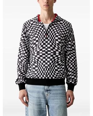 Sprayground Checkerboard-Print Zip-Up Hooded Jacket - Black