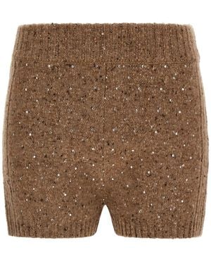 Pinko Bouclé Wool Blend Shorts - Brown