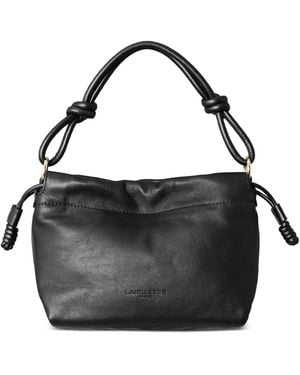 Lancaster Knotted-Handle Drawstring Shoulder Bag - Black