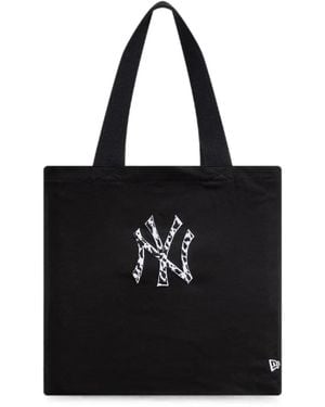 KTZ New York Yankees Mlb Animal-Print Logo-Embroidered Tote Bag - Black