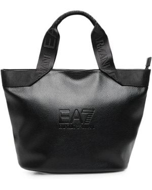 EA7 Logo-Embossed Tote Bag - Black