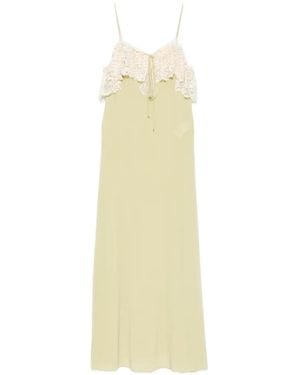 Chloé Lace-Trimmed Silk-Crepe Maxi Dress - White