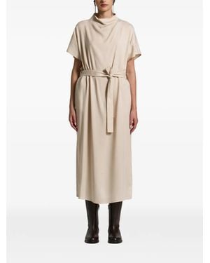 Peserico Midikleid Mit Stehkragen - Natur