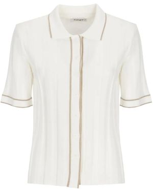 Kangra Ribbed-Knit Contrast-Trim Shirt - White
