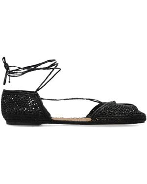 Odissi Woven Tie-Fastening Ballet Flats - White