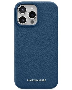 Maison De Sabre Iphone 16 Pro Max Leather Phone Case - Blue