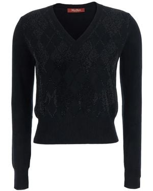 Max Mara Pull À Losanges Orné De Strass - Blue