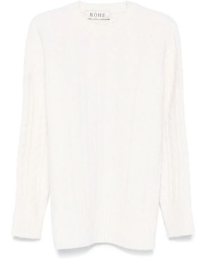 Rohe Pullover Mit Zopfmuster - Weiß