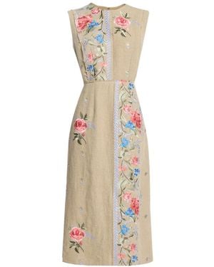 Erdem Floral-Embroidered Midi Dress - White