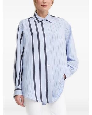 Sandro Ferrone Striped-Panel Shirt - Blue