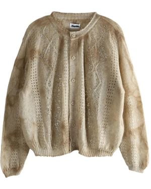 Magliano Embellished Cable-Knit Cardigan - Natural
