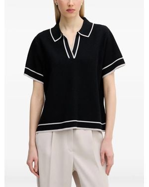 MARC AUREL Stripe-Trim Knitted Polo Jumper - Black