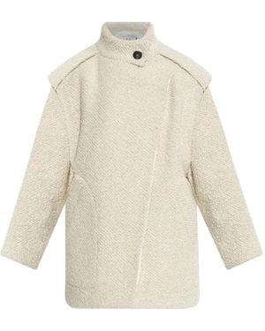 IRO Asymmetric-Closure Wool-Blend Oversized Coat - White