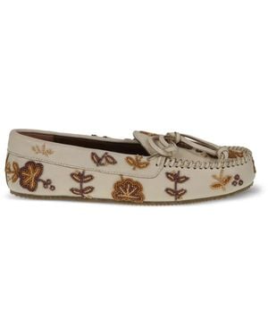 De Siena Shoes Beaded Moccasin Loafers - White
