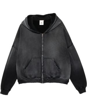 MOOJI MOOJI Faded Zip-Up Hoodie - Black