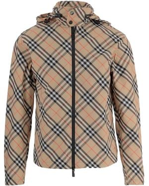 Burberry Checked Hooded Jacket - Grey