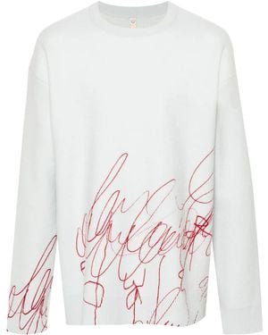OAMC Scribble-Print Fleece Jumper - White