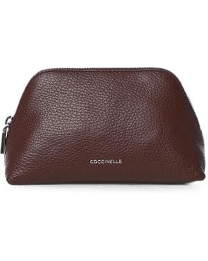 Coccinelle Grained Leather Clutch Bag - Brown