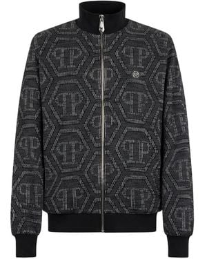 Philipp Plein Monogram-Jacquard Tracksuit Jacket - Black