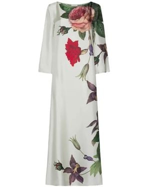 Pierre Louis Mascia Aloe Floral-Print Silk Maxi Dress - White