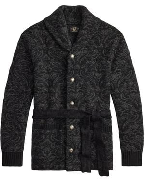 RRL Paisley Belted Cardigan - Black