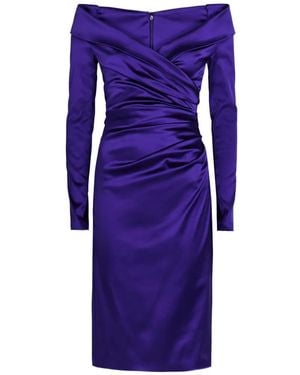 Talbot Runhof Off-Shoulder Ruched Dress - Purple