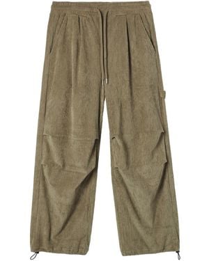 FIVE CM Corduroy Pleated-Front Trousers - Green
