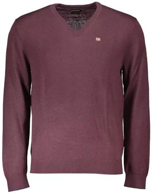 Napapijri Logo-Patch V-Neck Jumper - Purple
