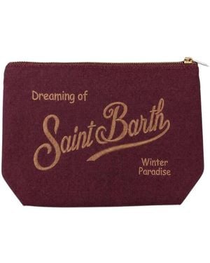 MC2 Saint Barth Logo-Print Canvas Clutch Bag - Purple