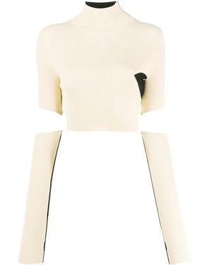Off-White c/o Virgil Abloh Ribbed Knitted Cropped Top - Natural