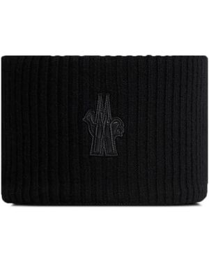 Moncler Ribbed-Knit Logo-Patch Headband - Black