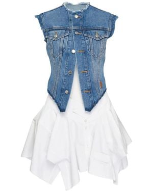 Alexander Wang Frayed Panelled Dress - Blue