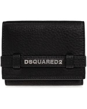 DSquared² Logo-Plaque Leather Wallet - Black