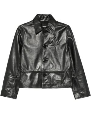 Zadig & Voltaire Leather Button-Up Jacket - Black