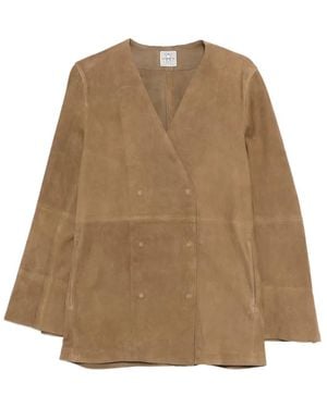 TOTEME Double-Breasted V-Neck Jacket - Natural