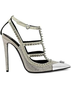 Philipp Plein 120Mm Spike-Embellished Heeled Sandals - Metallic
