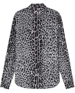 Versace Silk Shirt With Animal Motif - Grey