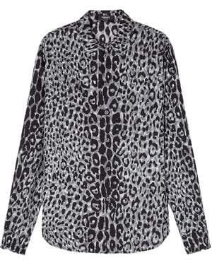 Versace Leopard-Seidenhemd - Grau