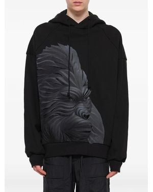 Juun.J Ape Print Hoodie - Black