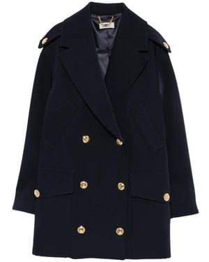 Elisabetta Franchi Double-Breasted Coat - Blue