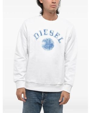 DIESEL Brushed Logo-Print Sweatshirt - White